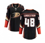 Women Anaheim Ducks #48 Isac Lundestrom Authentic Black Home Fanatics Branded Breakaway Hockey Jersey