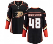 Women Anaheim Ducks #48 Isac Lundestrom Authentic Black Home Fanatics Branded Breakaway Hockey Jersey