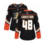 Women Anaheim Ducks #48 Isac Lundestrom Authentic Black Home Hockey Jersey