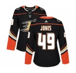 Women Anaheim Ducks #49 Max Jones Authentic Black Home Hockey Jersey