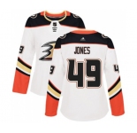 Women Anaheim Ducks #49 Max Jones Authentic White Away Hockey Jersey