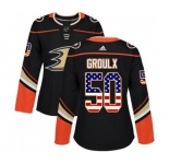 Women Anaheim Ducks #50 Benoit-Olivier Groulx Authentic Black USA Flag Fashion Hockey Jersey