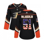 Women Anaheim Ducks #51 Blake McLaughlin Authentic Black USA Flag Fashion Hockey Jersey