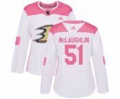 Women Anaheim Ducks #51 Blake McLaughlin Authentic White Pink Fashion Hockey Jersey