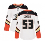 Women Anaheim Ducks #53 Max Comtois Authentic White Away Hockey Jersey