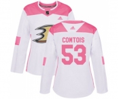 Women Anaheim Ducks #53 Max Comtois Authentic White Pink Fashion Hockey Jersey
