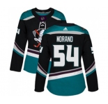 Women Anaheim Ducks #54 Antoine Morand Authentic Black Teal Alternate Hockey Jersey