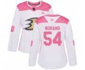 Women Anaheim Ducks #54 Antoine Morand Authentic White Pink Fashion Hockey Jersey