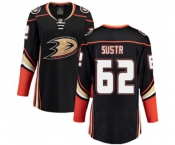 Women Anaheim Ducks #62 Andrej Sustr Authentic Black Home Fanatics Branded Breakaway Hockey Jersey