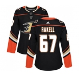 Women Anaheim Ducks #67 Rickard Rakell Authentic Black Home Hockey Jersey