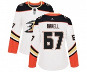 Women Anaheim Ducks #67 Rickard Rakell Authentic White Away Hockey Jersey