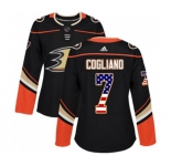 Women Anaheim Ducks #7 Andrew Cogliano Authentic Black USA Flag Fashion Hockey Jersey