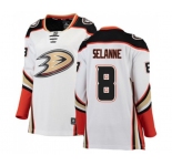 Women Anaheim Ducks #8 Teemu Selanne Authentic White Away Fanatics Branded Breakaway Hockey Jersey