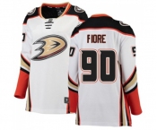 Women Anaheim Ducks #90 Giovanni Fiore Authentic White Away Fanatics Branded Breakaway Hockey Jersey