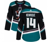 Women's Adidas Anaheim Ducks #14 Adam Henrique Premier Black-Teal Alternate NHL Jersey