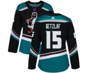 Women's Adidas Anaheim Ducks #15 Ryan Getzlaf Authentic Black Teal Alternate NHL Jersey