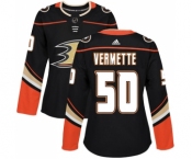 Women's Adidas Anaheim Ducks #50 Antoine Vermette Authentic Black Home NHL Jersey