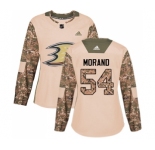 Women's Adidas Anaheim Ducks #54 Antoine Morand Authentic Camo Veterans Day Practice NHL Jersey