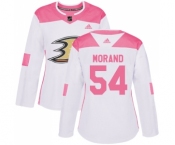 Women's Adidas Anaheim Ducks #54 Antoine Morand Authentic White-Pink Fashion NHL Jersey