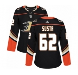 Women's Adidas Anaheim Ducks #62 Andrej Sustr Authentic Black Home NHL Jersey