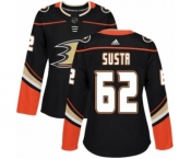 Women's Adidas Anaheim Ducks #62 Andrej Sustr Authentic Black Home NHL Jersey
