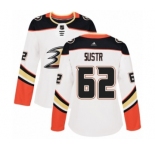 Women's Adidas Anaheim Ducks #62 Andrej Sustr Authentic White Away NHL Jersey