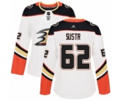 Women's Adidas Anaheim Ducks #62 Andrej Sustr Authentic White Away NHL Jersey