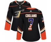 Women's Adidas Anaheim Ducks #7 Andrew Cogliano Authentic Black USA Flag Fashion NHL Jersey