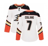 Women's Adidas Anaheim Ducks #7 Andrew Cogliano Authentic White Away NHL Jersey