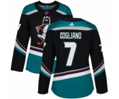 Women's Adidas Anaheim Ducks #7 Andrew Cogliano Premier Black-Teal Alternate NHL Jersey