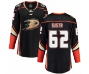 Women's Anaheim Ducks #62 Andrej Sustr Authentic Black Home Fanatics Branded Breakaway NHL Jersey