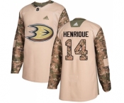 Youth Adidas Anaheim Ducks #14 Adam Henrique Authentic Camo Veterans Day Practice NHL Jersey