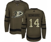 Youth Adidas Anaheim Ducks #14 Adam Henrique Authentic Green Salute to Service NHL Jersey