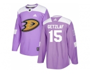 Youth Adidas Anaheim Ducks #15 Ryan Getzlaf Purple Authentic Fights Cancer Stitched NHL Jersey