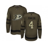 Youth Adidas Anaheim Ducks #4 Cam Fowler Green Salute to Service Stitched NHL Jersey