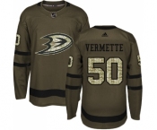 Youth Adidas Anaheim Ducks #50 Antoine Vermette Authentic Green Salute to Service NHL Jersey
