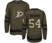 Youth Adidas Anaheim Ducks #54 Antoine Morand Authentic Green Salute to Service NHL Jersey