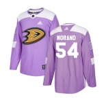 Youth Adidas Anaheim Ducks #54 Antoine Morand Authentic Purple Fights Cancer Practice NHL Jersey