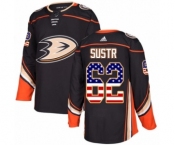 Youth Adidas Anaheim Ducks #62 Andrej Sustr Authentic Black USA Flag Fashion NHL Jersey