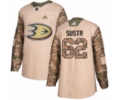 Youth Adidas Anaheim Ducks #62 Andrej Sustr Authentic Camo Veterans Day Practice NHL Jersey
