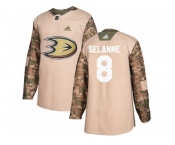Youth Adidas Anaheim Ducks #8 Teemu Selanne Camo Authentic 2017 Veterans Day Stitched NHL Jersey