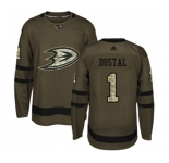 Youth Anaheim Ducks #1 Lukas Dostal Authentic Green Salute to Service Hockey Jersey