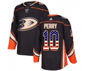 Youth Anaheim Ducks #10 Corey Perry Authentic Black USA Flag Fashion Hockey Jersey