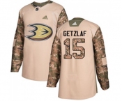 Youth Anaheim Ducks #15 Ryan Getzlaf Authentic Camo Veterans Day Practice Hockey Jersey