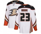 Youth Anaheim Ducks #23 Brian Gibbons Authentic White Away Hockey Jersey