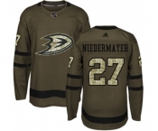 Youth Anaheim Ducks #27 Scott Niedermayer Authentic Green Salute to Service Hockey Jersey