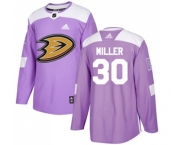 Youth Anaheim Ducks #30 Ryan Miller Authentic Purple Fights Cancer Practice Hockey Jersey