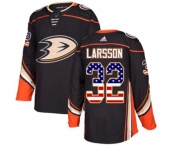 Youth Anaheim Ducks #32 Jacob Larsson Authentic Black USA Flag Fashion Hockey Jersey