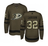 Youth Anaheim Ducks #32 Jacob Larsson Authentic Green Salute to Service Hockey Jersey