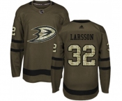 Youth Anaheim Ducks #32 Jacob Larsson Authentic Green Salute to Service Hockey Jersey
